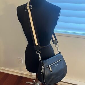 Marc Jacobs Black Crossbody Bag with Cream Strap